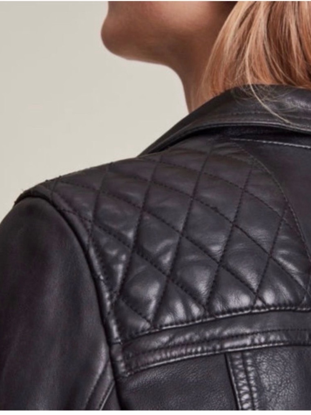 All Saints Black Leather Quilted Shoulder Jacket with Silver Hardware - Picture 4 of 8
